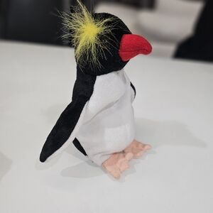 Ty Black and White Penguin Stuffed Animal with Red Beak